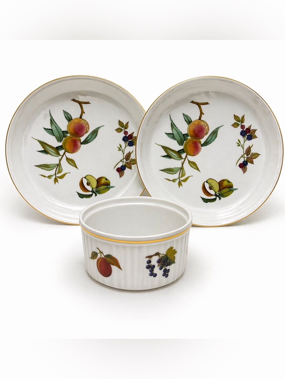Vintage Royal Worcester Evesham Bakeware Set 3pc Oven China England